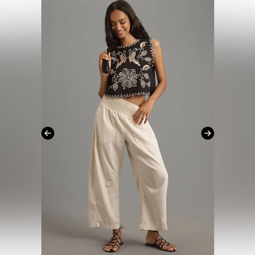 Pilcro The Reese Smocked Barrel Pants